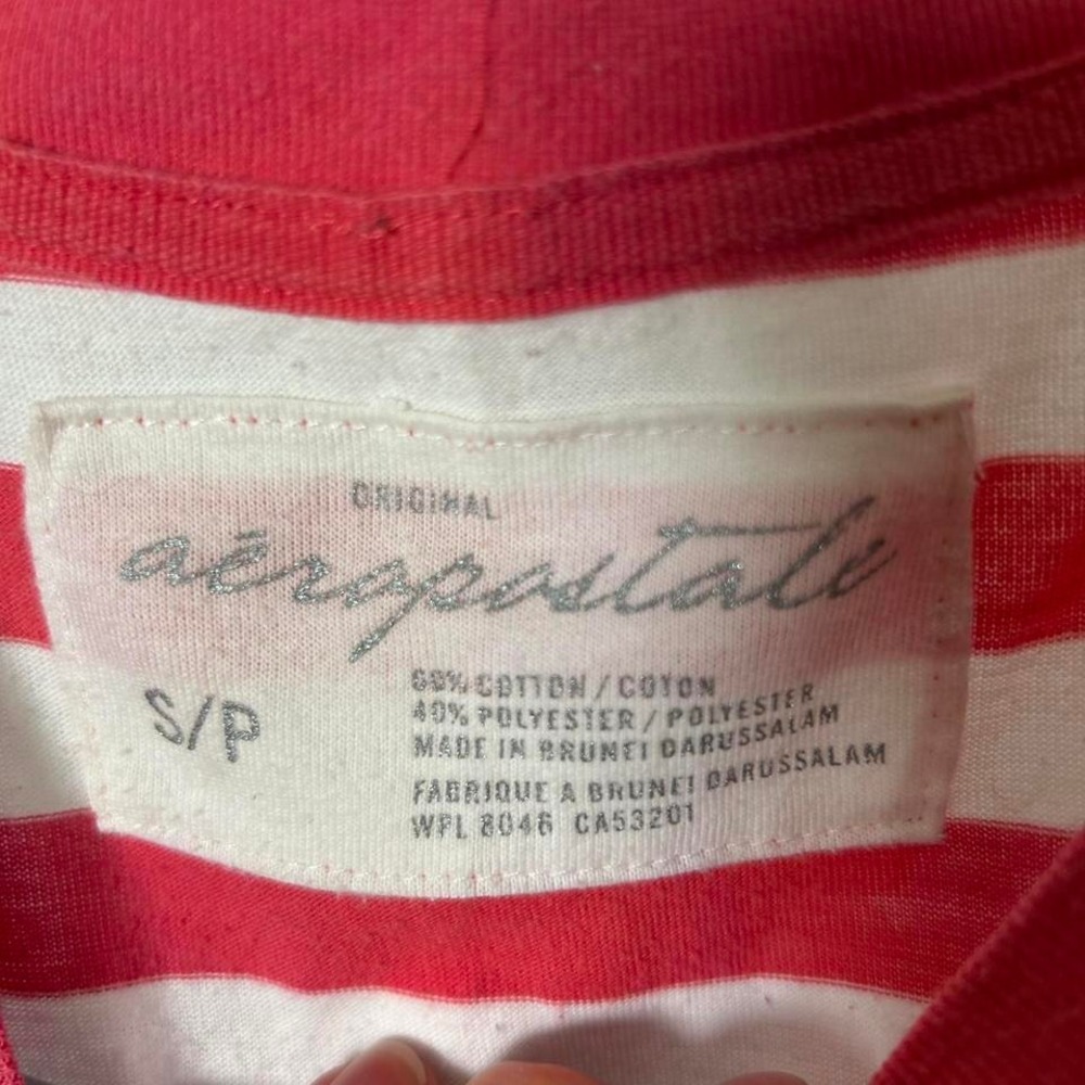 Aeropostale striped long sleeve top with butterfly and pocket button-up front - Picture 4 of 4
